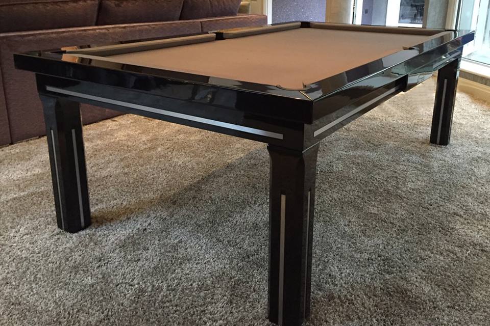 Glossy Dining Pool Table in Black Paint.