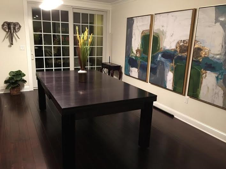Dining Pool Table with Wood Top