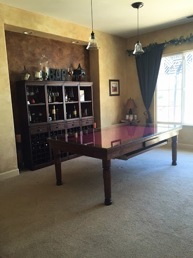 Dining Pool Table with Glass Top