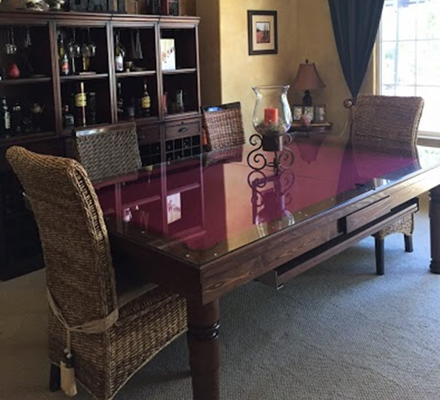 Dining Room Pool Table with Glass Top