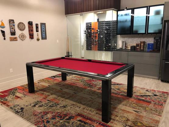 Black Red Dining Room Pool Table